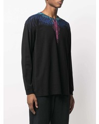 schwarzes bedrucktes Langarmshirt von Marcelo Burlon County of Milan