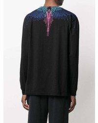 schwarzes bedrucktes Langarmshirt von Marcelo Burlon County of Milan