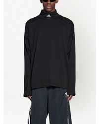 schwarzes bedrucktes Langarmshirt von Balenciaga