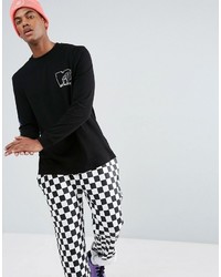 schwarzes bedrucktes Langarmshirt von Asos