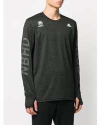 schwarzes bedrucktes Langarmshirt von adidas