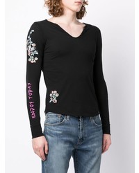 schwarzes bedrucktes Langarmshirt von Zadig & Voltaire