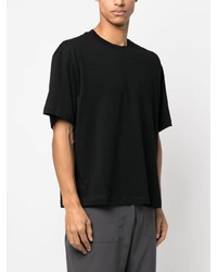 schwarzes bedrucktes Leder T-Shirt mit einem Rundhalsausschnitt von Bally