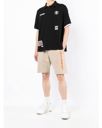 schwarzes bedrucktes Polohemd von AAPE BY A BATHING APE