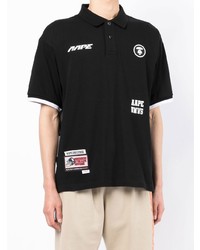 schwarzes bedrucktes Polohemd von AAPE BY A BATHING APE