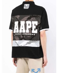 schwarzes bedrucktes Polohemd von AAPE BY A BATHING APE