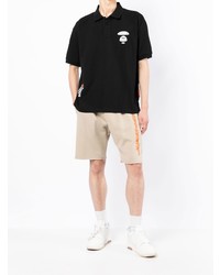 schwarzes bedrucktes Polohemd von AAPE BY A BATHING APE