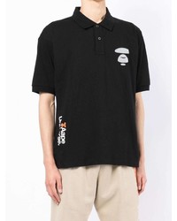 schwarzes bedrucktes Polohemd von AAPE BY A BATHING APE