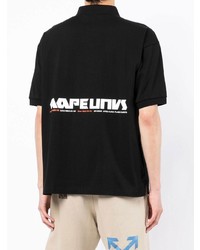 schwarzes bedrucktes Polohemd von AAPE BY A BATHING APE