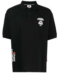 schwarzes bedrucktes Polohemd von AAPE BY A BATHING APE