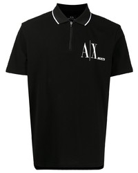 schwarzes bedrucktes Polohemd von Armani Exchange