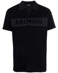 schwarzes bedrucktes Polohemd von Balmain
