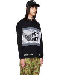 schwarzes bedrucktes Polohemd von AAPE BY A BATHING APE