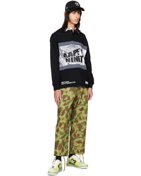 schwarzes bedrucktes Polohemd von AAPE BY A BATHING APE