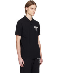 schwarzes bedrucktes Polohemd von Moschino