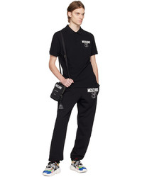 schwarzes bedrucktes Polohemd von Moschino