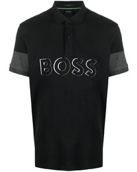 schwarzes bedrucktes Polohemd von BOSS