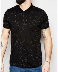 schwarzes bedrucktes Polohemd von Asos