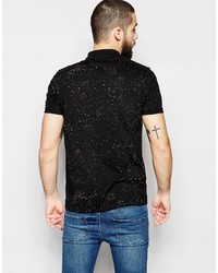 schwarzes bedrucktes Polohemd von Asos