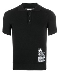 schwarzes bedrucktes Polohemd von DSQUARED2