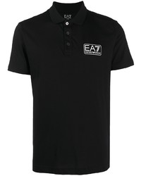 schwarzes bedrucktes Polohemd von Ea7 Emporio Armani