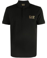 schwarzes bedrucktes Polohemd von Ea7 Emporio Armani