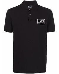 schwarzes bedrucktes Polohemd von Ea7 Emporio Armani