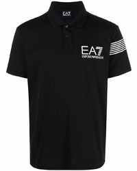 schwarzes bedrucktes Polohemd von Ea7 Emporio Armani