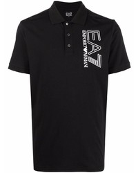 schwarzes bedrucktes Polohemd von Ea7 Emporio Armani