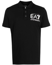 schwarzes bedrucktes Polohemd von Ea7 Emporio Armani