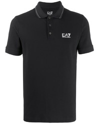 schwarzes bedrucktes Polohemd von Ea7 Emporio Armani