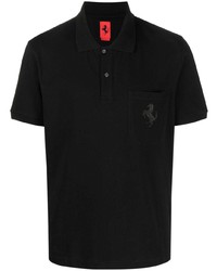 schwarzes bedrucktes Polohemd von Ferrari