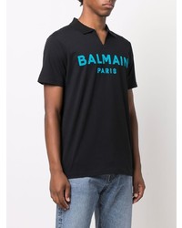 schwarzes bedrucktes Polohemd von Balmain