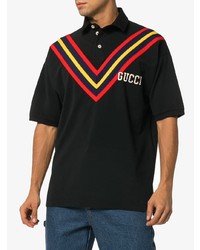 schwarzes bedrucktes Polohemd von Gucci