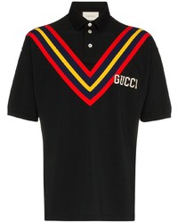 schwarzes bedrucktes Polohemd von Gucci