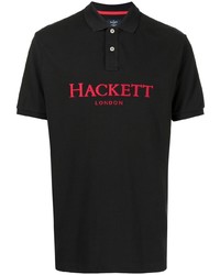 schwarzes bedrucktes Polohemd von Hackett