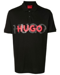 schwarzes bedrucktes Polohemd von Hugo