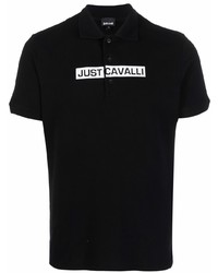 schwarzes bedrucktes Polohemd von Just Cavalli