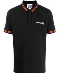 schwarzes bedrucktes Polohemd von Les Hommes Urban