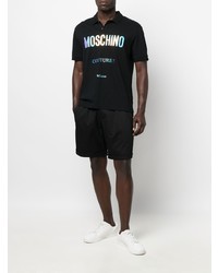 schwarzes bedrucktes Polohemd von Moschino