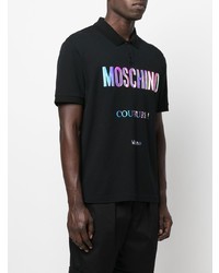 schwarzes bedrucktes Polohemd von Moschino