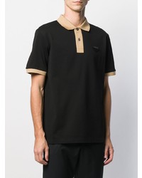 schwarzes bedrucktes Polohemd von Prada