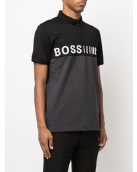 schwarzes bedrucktes Polohemd von BOSS