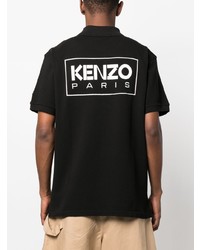 schwarzes bedrucktes Polohemd von Kenzo