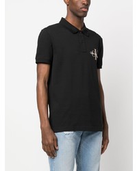 schwarzes bedrucktes Polohemd von Calvin Klein