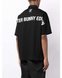 schwarzes bedrucktes Polohemd von MASTER BUNNY EDITION