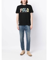 schwarzes bedrucktes Polohemd von Polo Ralph Lauren