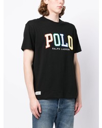 schwarzes bedrucktes Polohemd von Polo Ralph Lauren