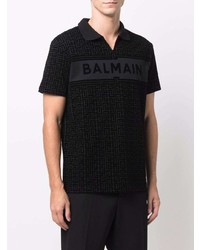 schwarzes bedrucktes Polohemd von Balmain