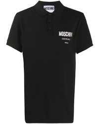 schwarzes bedrucktes Polohemd von Moschino